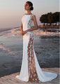 Cross-border European and American Evening Dress Lace Stitching Super Long Dress Vacation Sexy Hollow Female Amazon Factory