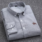 New 100% Cotton Men's Shirt Oxford Casual Shirt Men's Long-Sleeved Embroidered Spot Distribution Drop Shipping