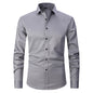 Solid Color Amazon Stretchy Plus-Size Men's Long-Sleeve Shirt, Men's Fashion Shirt, Slim Fit Outerwear
