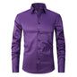 Solid Color Amazon Stretchy Plus-Size Men's Long-Sleeve Shirt, Men's Fashion Shirt, Slim Fit Outerwear