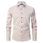 Solid Color Amazon Stretchy Plus-Size Men's Long-Sleeve Shirt, Men's Fashion Shirt, Slim Fit Outerwear