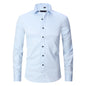 Solid Color Amazon Stretchy Plus-Size Men's Long-Sleeve Shirt, Men's Fashion Shirt, Slim Fit Outerwear