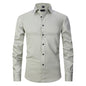 Solid Color Amazon Stretchy Plus-Size Men's Long-Sleeve Shirt, Men's Fashion Shirt, Slim Fit Outerwear