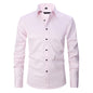 Solid Color Amazon Stretchy Plus-Size Men's Long-Sleeve Shirt, Men's Fashion Shirt, Slim Fit Outerwear