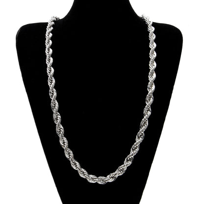 Men's hip-hop gold-plated European and American necklace fashion high sense 1cm thick twist necklace twisted rope chain a generation of hair