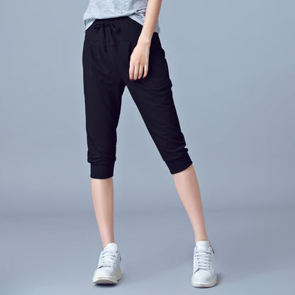High-Waisted Stretch Cropped Pants for Women, Summer Thin Sports Pants, Loose Harem Pants 100kg Fat mm Large Size Casual Pants for Women