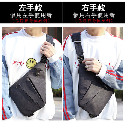 Right shoulder gun bag cross-border wholesale nylon chest bag men's lightweight simple large capacity messenger bag casual close-fitting shoulder bag