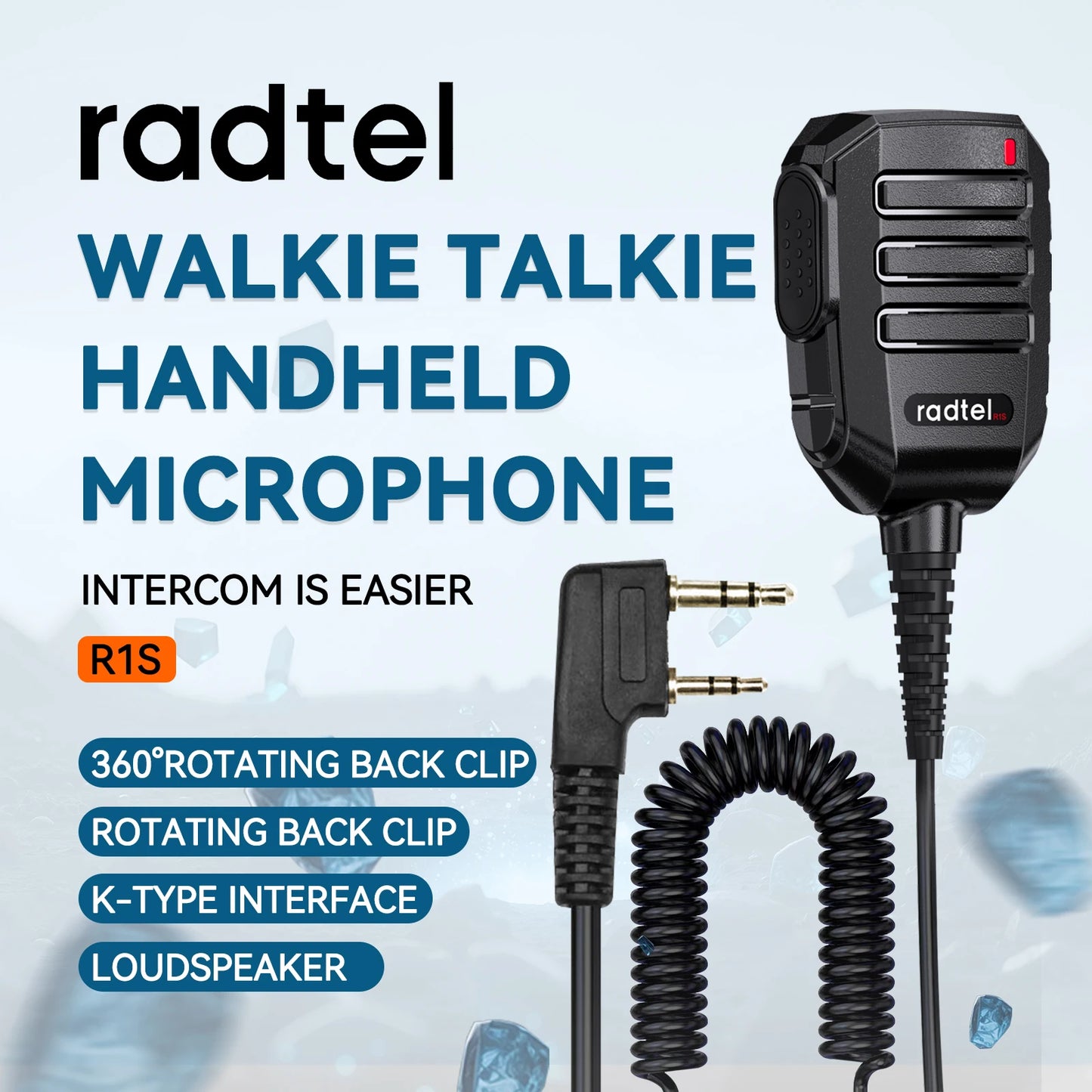 Radte R1S Speaker Microphone with 360° Rotating Belt Clip Loudspeaker for Radtel RT-4D RT-493 RT-860 RT-900 RT-910 RT-910B