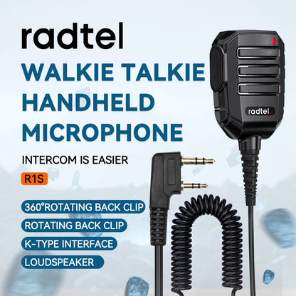 Radte R1S Speaker Microphone with 360° Rotating Belt Clip Loudspeaker for Radtel RT-4D RT-493 RT-860 RT-900 RT-910 RT-910B
