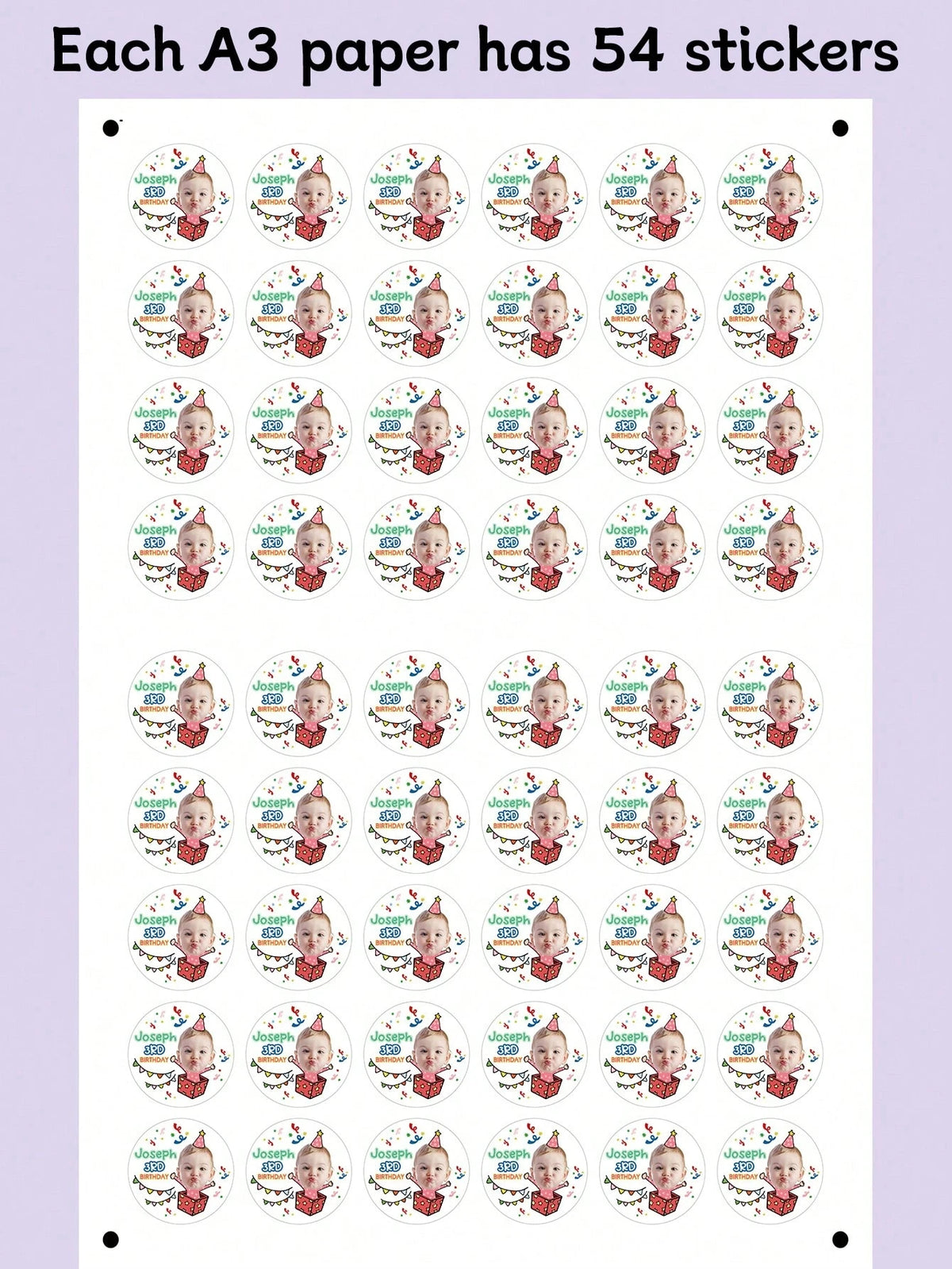 4CM Custom Birthday Stickers • Personalized Labels Waterproof & Adhesive  54/108/540Pcs Unique Gifts for Kids, Friends, School