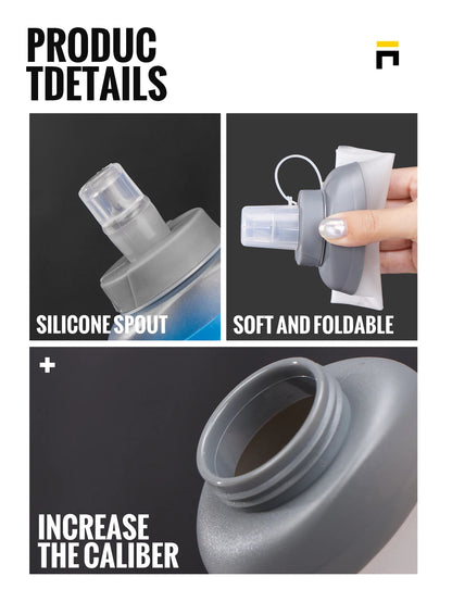 WRELS Soft Flask Folding Collapsible Water Bottle TPU BPA-Free for Running Running Hydration Bottles Water Bag Sports Flasks