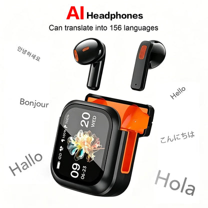 NE20 AI Instant Translation Wireless Earbuds, Bluetooth 6.0 Headphones, IPX4 Waterproof Long Endurance Battery Life Touch Screen