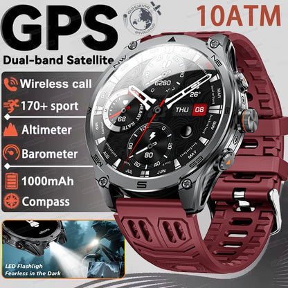 2026 New Military grade GPS Smart Watch Built-in Dual-band AGPS path 10ATM Waterproof Compass 1000mAh 170+Sports Smart Watch men