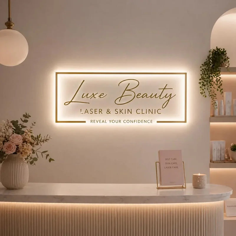 Business Neon Lights Mirror Logo Sign Hair Studio Sign Acrylic Custom Logo 3D Custom  Backlit Decoration Office Door Wall Sign