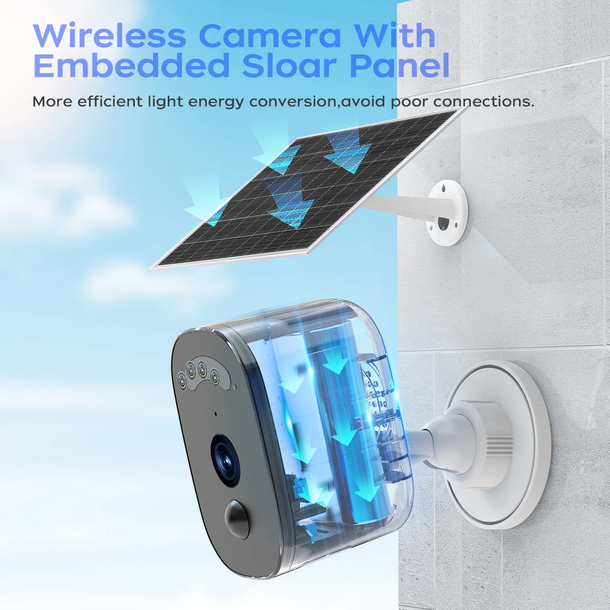 JOOAN 2K Solar Security Camera Outdoor 2.4G WiFi Human Detection IP Camera Waterproof Night Vision Solar Powered Battery Camera