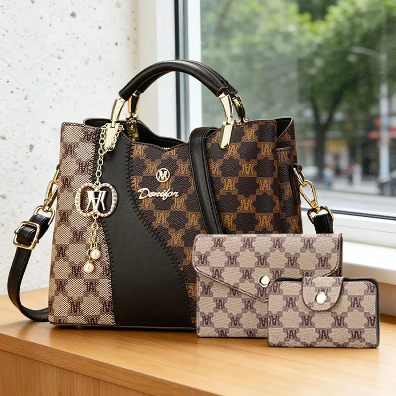 Women's Handbags with Premium Print, Luxury Versatile 3-Piece Set, Shoulder and Crossbody Bags,Must-have Ladies Bag for Work