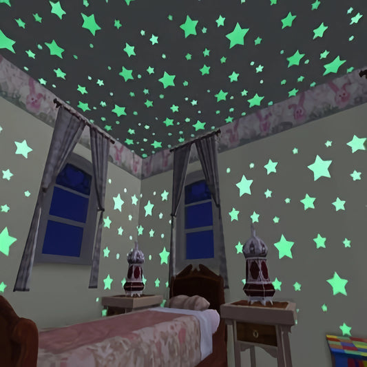 100 Small Stars in Various Colors, Shining in The Dark As Star Wall Stickers, Used for Home Art and Ceiling Wall Decoration