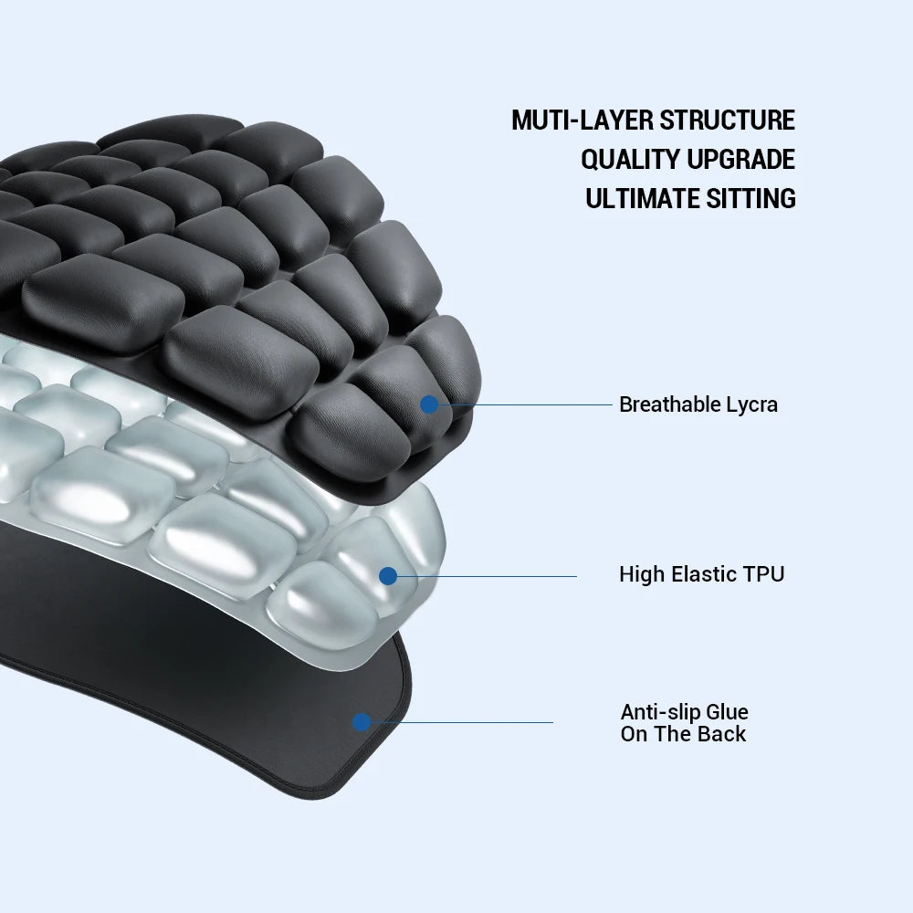 3D Motorcycle Air Seat Cushion, Pressure Relief Air Pad, Shock Absorbing Ventilation Motorcycle Air Seat Cover, Portable