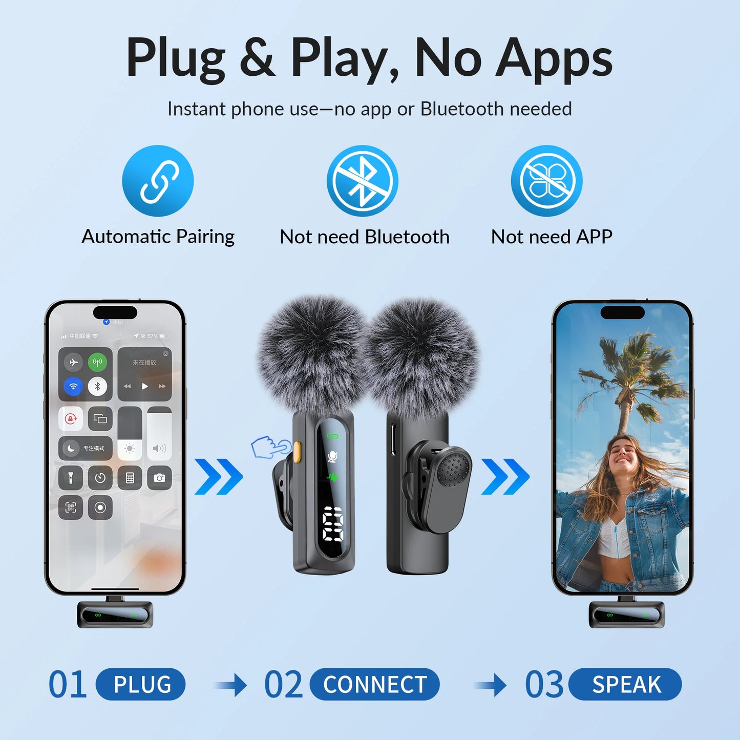 Wireless Lavalier Lapel Microphone With Windproof Mini Video Recording Mic Interview Live Recording Noise Cancelling For Phone