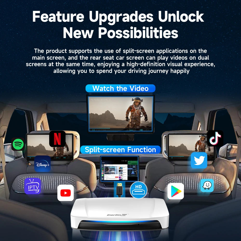 CarlinKit Wireless Carplay TV Box Smart 8+128G Android Auto AI Box  HDMI Output Android 13 Video Adapter For Youtube Kia IPTV