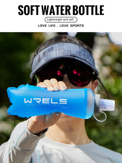 WRELS Soft Flask Folding Collapsible Water Bottle TPU BPA-Free for Running Running Hydration Bottles Water Bag Sports Flasks