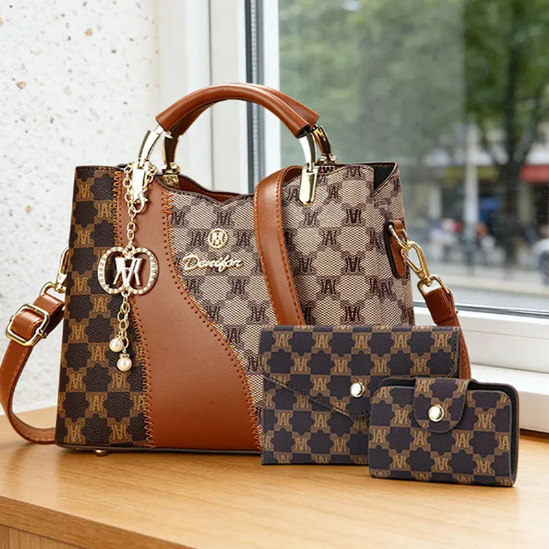 Women's Handbags with Premium Print, Luxury Versatile 3-Piece Set, Shoulder and Crossbody Bags,Must-have Ladies Bag for Work