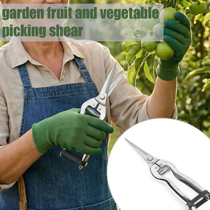 Gardening Shears Stainless Steel Pruning Shears Sharp Fruit Picking Scissors Spring Loaded Labor Saving Branch Trimmer Tool