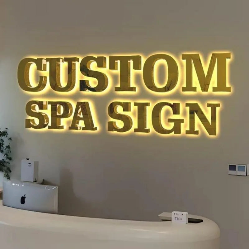 Custom LED Illuminated Metal Letters 3D Business Sign Laser Cut Logo Sign Beauty Salon Sign Signboard Backlit Sign Dropshipping