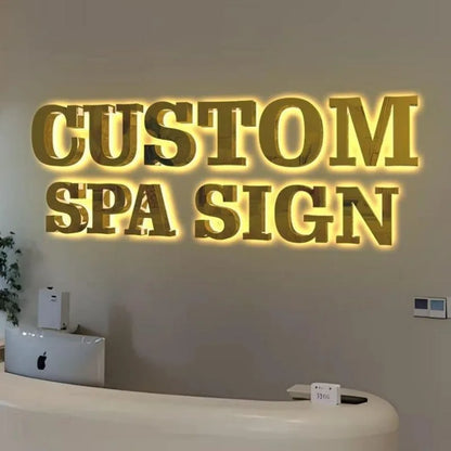 Custom LED Illuminated Metal Letters 3D Business Sign Laser Cut Logo Sign Beauty Salon Sign Signboard Backlit Sign Dropshipping