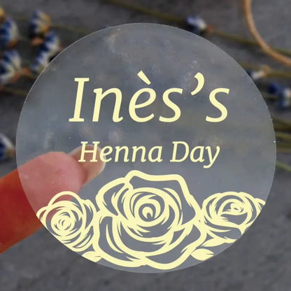 50pcs Custom Transparent Wedding Stickers, Square Transparent Stickers, Personalized Wedding Stickers with Gold Foil Labels
