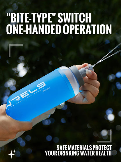 WRELS Soft Flask Folding Collapsible Water Bottle TPU BPA-Free for Running Running Hydration Bottles Water Bag Sports Flasks