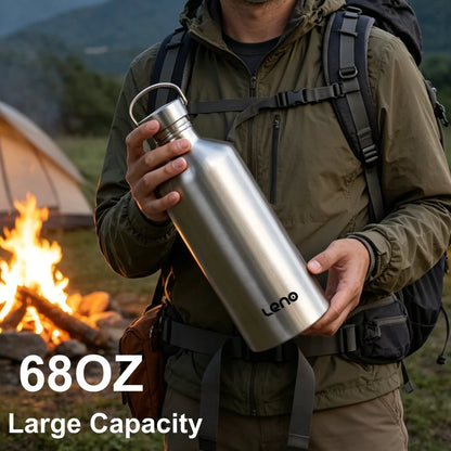 350-2000ml Stainless Steel Water Bottle Single Wall Metal Bottle for Camping Hiking Cycling Outdoor Sports Reusable Bottle