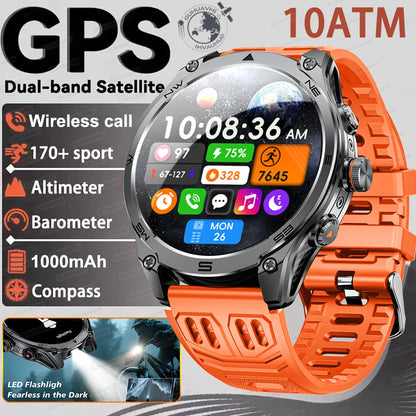 2026 New Military grade GPS Smart Watch Built-in Dual-band AGPS path 10ATM Waterproof Compass 1000mAh 170+Sports Smart Watch men