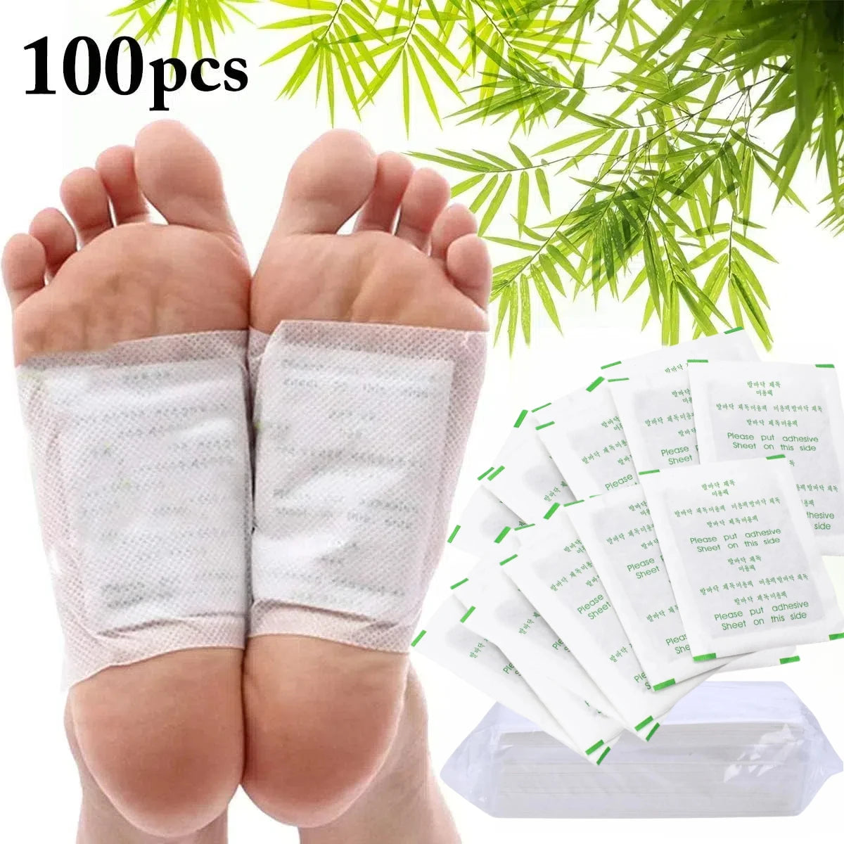 Natural 100pcs Improve Sleep Foot Patch Detox Weight Loss Remove Toxin Relieve Stress Adhersive Pads Women Men Foot Body Care