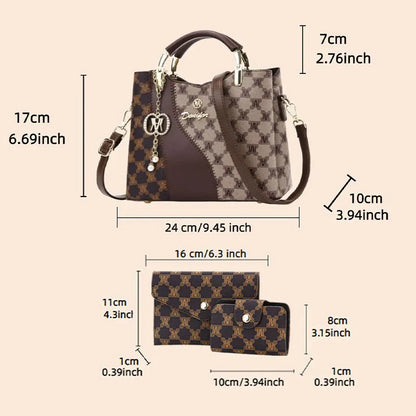 Women's Handbags with Premium Print, Luxury Versatile 3-Piece Set, Shoulder and Crossbody Bags,Must-have Ladies Bag for Work