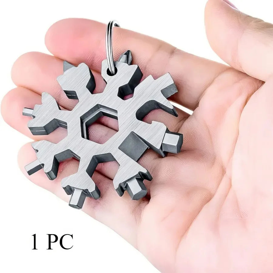 1-piece Set, Silver Snowflake Multifunctional Tool, Portable Wrench Bottle Opener and Other Maintenance Tools, Outdoor Camping