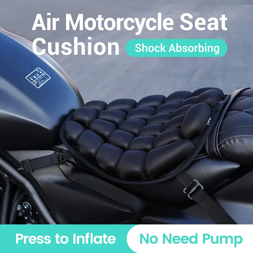 3D Motorcycle Air Seat Cushion, Pressure Relief Air Pad, Shock Absorbing Ventilation Motorcycle Air Seat Cover, Portable