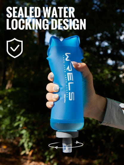 WRELS Soft Flask Folding Collapsible Water Bottle TPU BPA-Free for Running Running Hydration Bottles Water Bag Sports Flasks