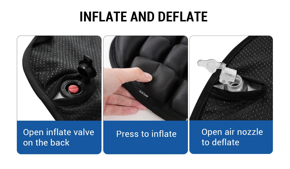 3D Motorcycle Air Seat Cushion, Pressure Relief Air Pad, Shock Absorbing Ventilation Motorcycle Air Seat Cover, Portable