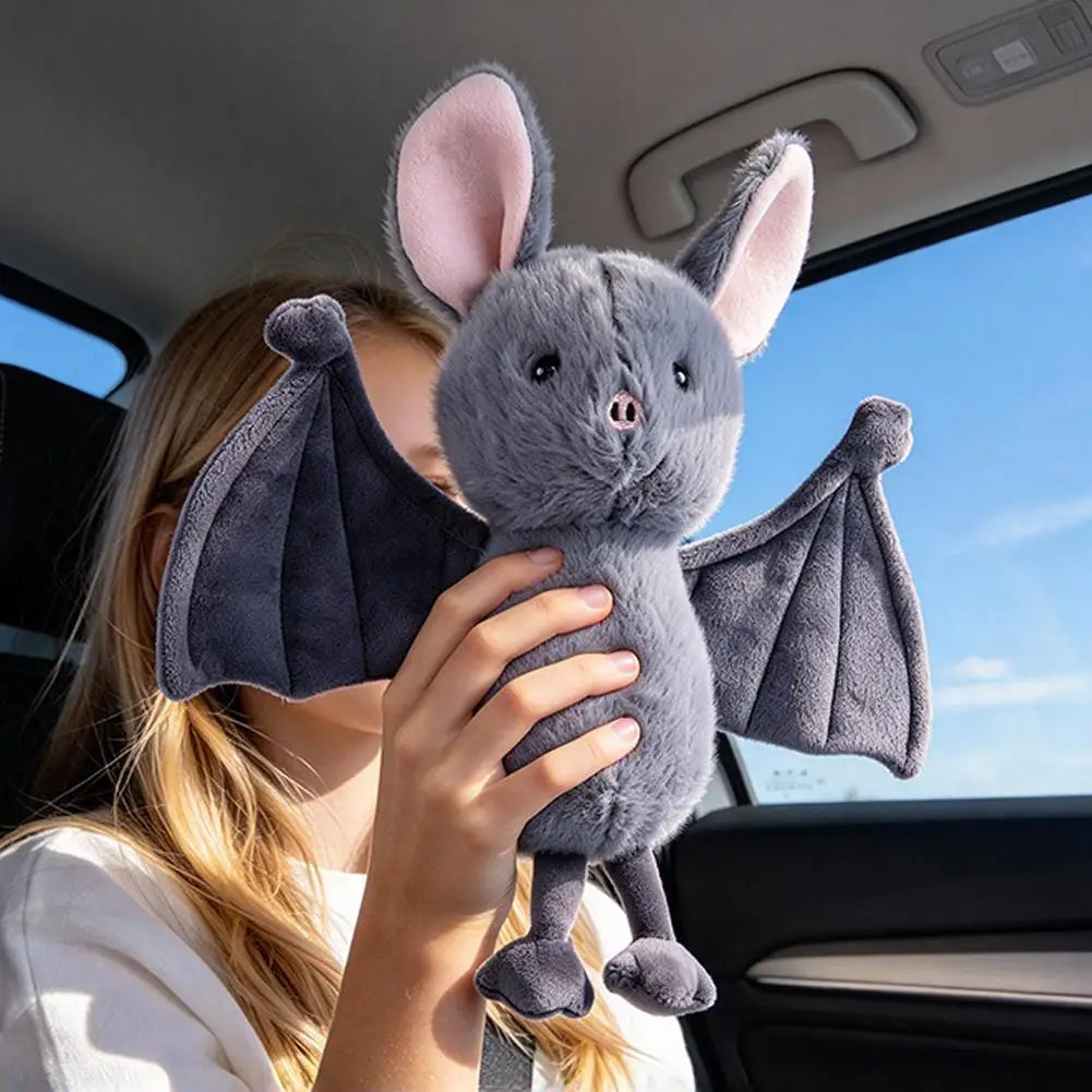 Cute Grey Bat Plush Toy Soft Stuffed Animal Doll Kawaii Bat Pillow Halloween Gift Decoration For Kids Girls Boys