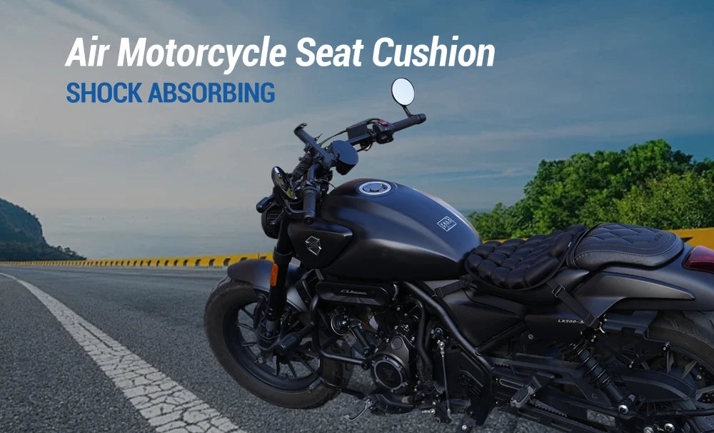 3D Motorcycle Air Seat Cushion, Pressure Relief Air Pad, Shock Absorbing Ventilation Motorcycle Air Seat Cover, Portable