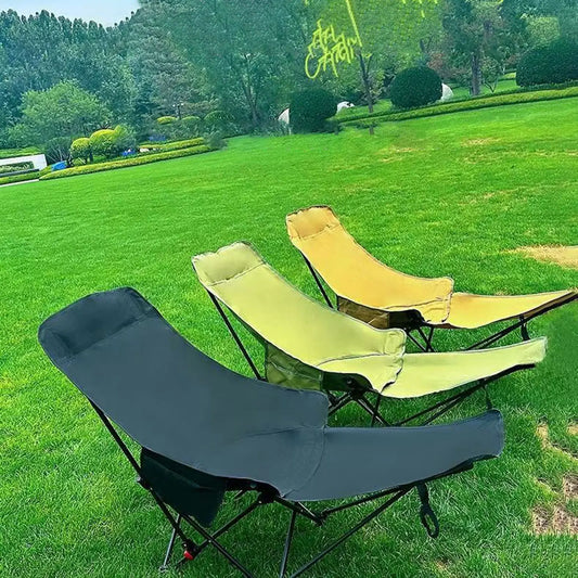 Outdoor Camping Folding Chair 4 Gear Adjustable Chair with Foot Support for Camping Fishing Travel Beach Outdoor Traveling Relax