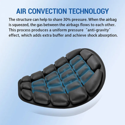 3D Motorcycle Air Seat Cushion, Pressure Relief Air Pad, Shock Absorbing Ventilation Motorcycle Air Seat Cover, Portable