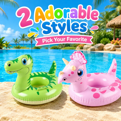 1PC Inflatable Animal Pool Float, Dinosaur Unicorn Swim Ring with Handle, Summer Water Toy Swimming Pool Accessories
