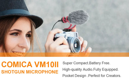 Comica CVM-VM10II Professional Shotgun Microphone with Shock Mount For iPhone,DSLR Camera,Android Smartphones Camera Microphone