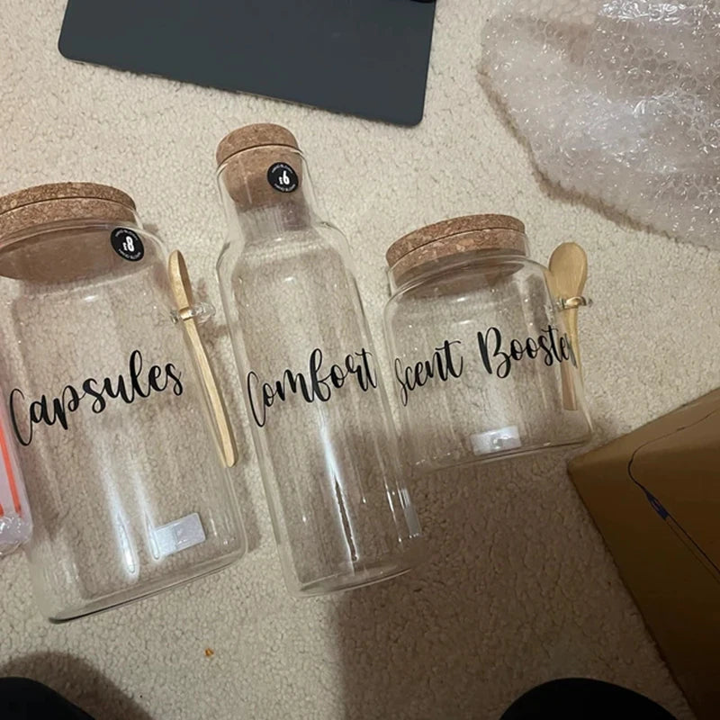 Laundry Room Organisation Labels Vinyl Sticker Decals Washing Powder Fabric Softener Storage Jar Tank Label Decal Decorative