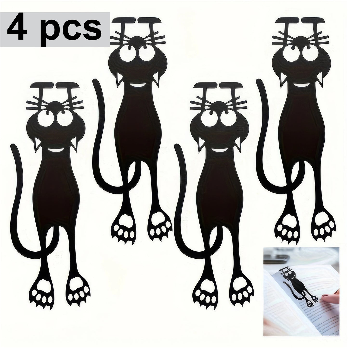 2/4 Black Cat Bookmarks, Lightweight and Easy To Carry, Efficient for Marking Book Pages, Suitable for Students and Book Fans