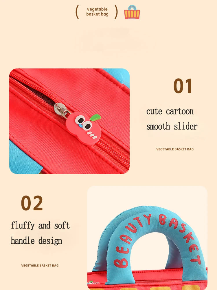 Cute Cartoon Fruit Series French Fries Tote Bag + Watermelon Banana Pencil Case Set Storage Bag, Featuring Fun Designs That Are Popular among Girls. It Can Be Used as a Cosmetic Bag to Store Small Beauty Items, or as a Pencil