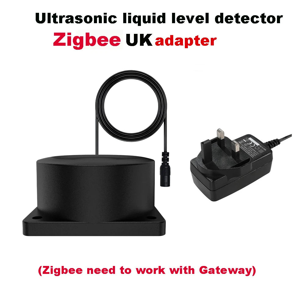 Zigbee or WiFi Liquid Level Sensor Tuya Ultrasonic 433MHz Remote Control Indoor/Outdoor Tank Level Monitor with APP Alarms