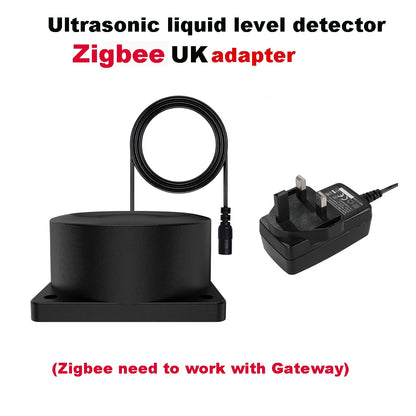 Zigbee or WiFi Liquid Level Sensor Tuya Ultrasonic 433MHz Remote Control Indoor/Outdoor Tank Level Monitor with APP Alarms